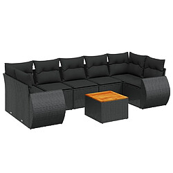 Maison Chic Ensemble Tables et chaises d'extérieur 8 pcs avec coussins,Salon de jardin noir résine tressée -GKD423114