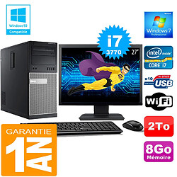 PC Tour DELL 7010 Core I7-3770 Ram 8Go Disque 2 To Wifi W7 Ecran 27" - Occasion