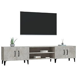 Avis vidaXL Meuble TV gris béton 180x31,5x40 cm bois d'ingénierie