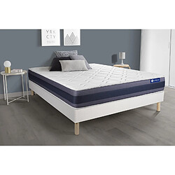 ACTISOM Ensemble matelas Ressorts ensachés+Mémoire de forme ACTIFLEX MORPHO 140x190 Maxi épaisseur 5zones confort + sommier KIT blanc