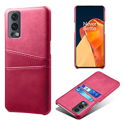 Coque en TPU + PU double porte-cartes, anti-chute, rose pour votre OnePlus Nord 2 5G