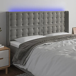 vidaXL Tête de lit à LED Gris clair 203x16x118/128 cm Velours