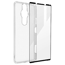 Avizar Coque Sony Xperia Pro-I Silicone Souple Film Verre Trempé 9H Contour noir