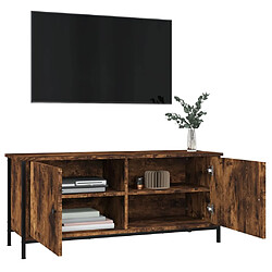 Avis vidaXL Meuble TV avec portes chêne fumé 102x35x45 cm bois d'ingénierie