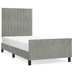 Maison Chic Lit adulte - Cadre Structure de lit avec tête de lit Contemporain Gris clair 90x200 cm Velours -MN78717