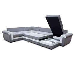 Avis Bestmobilier Henry - canapé panoramique d'angle réversible - 7 places - convertible avec coffre - en tissu et PU