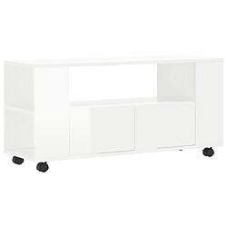 vidaXL Meuble TV blanc brillant 102x34,5x43 cm bois d'ingénierie