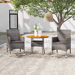 Maison Chic Mobilier à dîner 3 pcs de jardin - Ensemble table et chaises d'extérieur - Salon/Mobilier de jardin classique Résine tressée Gris -MN74867