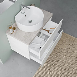 Kiamami Valentina MEUBLE-LAVABO SUSPENDU 80CM CHÊNE BLANC ET BETON, MEUBLE LAVABO | ELBA