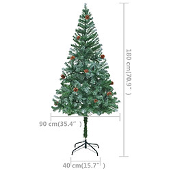 vidaXL Arbre de Noël artificiel pré-éclairé/boules pommes de pin 180cm pas cher