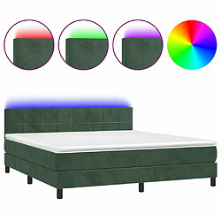 Sommier à lattes LED,Cadre à lattes de lit avec matelas pour Adulte Vert foncé 160x200 cm -MN69946