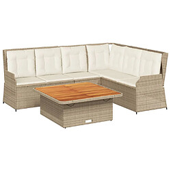 vidaXL Salon de jardin avec coussins 5 pcs beige résine tressée