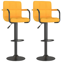 vidaXL Tabourets de bar lot de 2 jaune moutarde tissu