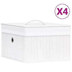 Maison Chic Ensemble de 4 Boîtes de rangement,Boîtes de stockage en bambou Blanc -MN392680