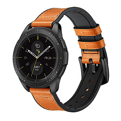 Bracelet en cuir véritable 20 mm noir minuit orange pour votre Samsung Galaxy Watch