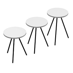 Helloshop26 Set de 3 tables d'appoint rondes gigognes blanc noir 03_0008416