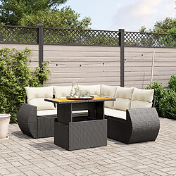 Maison Chic Ensemble Tables et chaises d'extérieur 6pcs avec coussins,Salon de jardin noir résine tressée -GKD613555