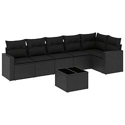 Maison Chic Salon de jardin 7 pcs avec coussins | Ensemble de Table et chaises | Mobilier d'Extérieur noir résine tressée -GKD61719