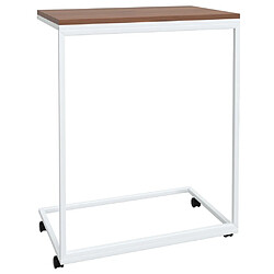 Acheter vidaXL Table d'appoint avec roues Blanc 55x35x70 cm Bois d'ingénierie