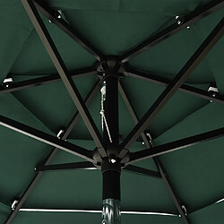 Acheter vidaXL Parasol de jardin à 3 niveaux avec mât en aluminium vert 2 m