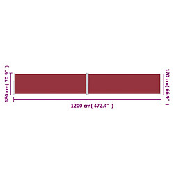 vidaXL Auvent latéral rétractable Rouge 180x1200 cm pas cher