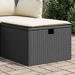 vidaXL Tabouret de jardin avec coussin noir 55x55x37 cm résine tressée