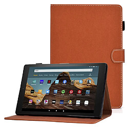 Etui en PU magnétique avec support et porte-cartes pour votre Amazon Fire HD 10 (2015)/(2017)/(2019) - marron