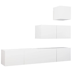 Maison Chic Ensemble de meubles TV 4 pcs | Banc TV Moderne pour salon | Meuble de Rangement - Blanc Aggloméré -MN14171