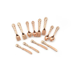 Wewoo 12 PCS / Set Simulation Cuisine Alimentaire Mobilier Jouets Maison De Poupée Miniature Accessoires 112 Fourchette Couteau Cuillère À Soupe Vaisselle Or Rose