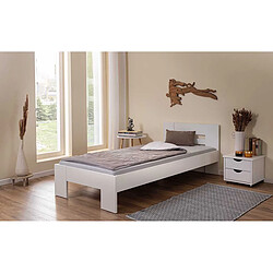 Avis Pegane Lit adute en bois coloris blanc - longueur 204 x profondeur 96 x hauteur 71 cm