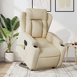 vidaXL Fauteuil inclinable de massage électrique Crème Tissu