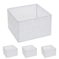 Decoshop26 4x paniers de rangement panier décoratif 12x19x19cm polypropylène blanc 04_0000605