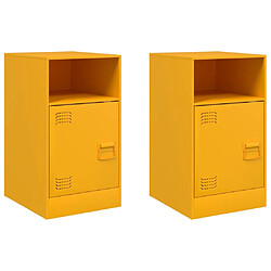 vidaXL Tables de chevet 2 pcs jaune moutarde 34,5x39x62 cm acier