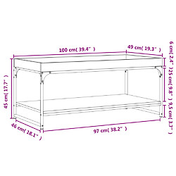 vidaXL Table basse chêne marron 100x49x45 cm bois d'ingénierie pas cher