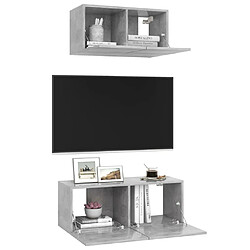 Avis Maison Chic Ensemble de meubles TV 2 pcs | Banc TV Moderne pour salon | Meuble de Rangement - Gris béton Aggloméré -MN94932