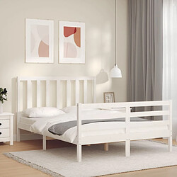 Avis Maison Chic Cadre/structure de lit avec tête de lit pour adulte - Lit Moderne Chambre blanc petit double bois massif -MN95875