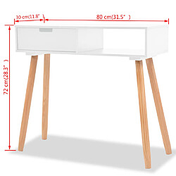 vidaXL Table console Bois de pin massif 80 x 30 x 72 cm Blanc pas cher