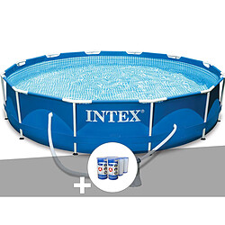 Kit piscine tubulaire Intex Metal Frame ronde 3,66 x 0,76 m + 6 cartouches de filtration