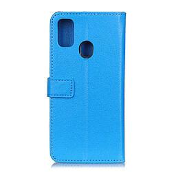 Etui en PU peau de litchi avec support bleu pour votre Samsung Galaxy A21s