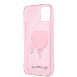 Karl Lagerfeld KLHCP13XKHTUGLP Coque pour iPhone 13 Pro Max 6,7' Rose pailleté Karl's Head pas cher