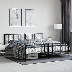 Maison Chic Cadre/structure de lit métal et tête de lit + pied de lit pour adulte - Lit Moderne Chambre noir 193x203 cm -MN32645