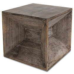 Avis Decoshop26 Tabouret table d'appoint cube table de chevet table basse en bois gris 38x40x40cm TABA06014