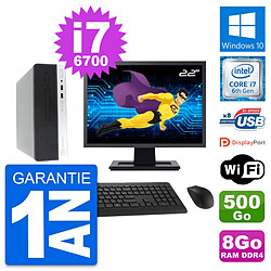 PC HP ProDesk 400 G4 SFF Ecran 22" i7-6700 RAM 8Go Disque 500Go Windows 10 Wifi - Occasion