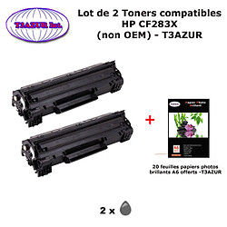 2 Toners génériques HP CF283X ,HP 83X pour HP LaserJet Pro M201dw, MFP M125, M126A, M127, M128fn+20f papiers photos A6 -T3AZUR