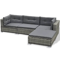 Maison Chic Salon de jardin 6 pcs + coussins - Mobilier/Meubles de jardin - Table et chaises d'extérieur Résine tressée Gris -MN66580 pas cher