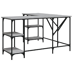 Helloshop26 Bureau table poste de travail meuble d'ordinateur informatique étude sonoma 139 x 139 x 75 cm bois d'ingénierie gris 02_0023948