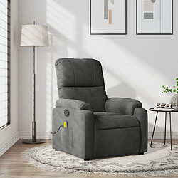 Maison Chic Fauteuil Relax pour salon, Fauteuil inclinable de massage gris foncé tissu microfibre -GKD66331