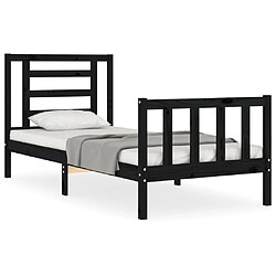 vidaXL Cadre de lit sans matelas noir bois de pin massif