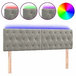 Maison Chic Tête de lit scandinave à LED,meuble de chambre Gris clair 144x7x78/88 cm Velours -MN64935