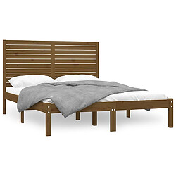 vidaXL Cadre de lit sans matelas marron miel 120x200 cm bois massif